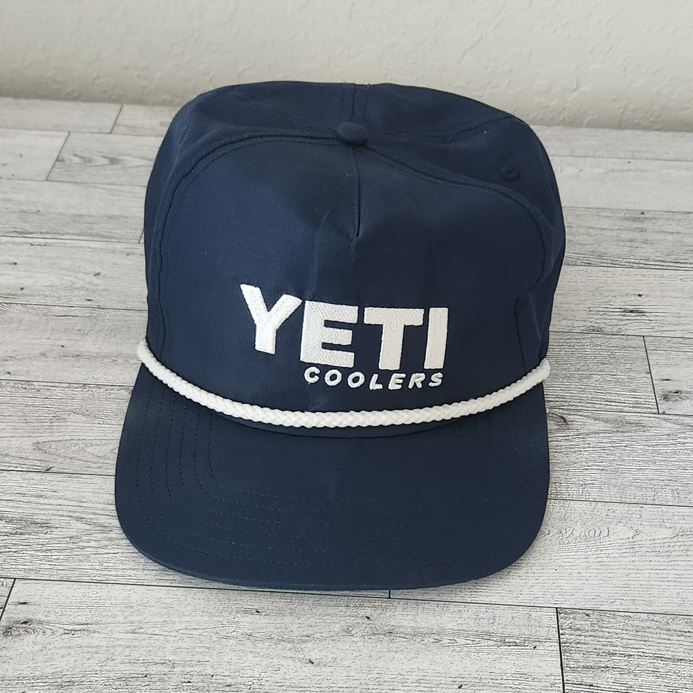 2016 Yeti Coolers Adults Navy Blue White Rope Snapback Baseball Cap Hat One Size